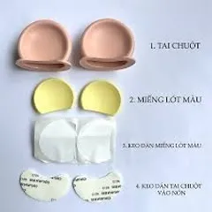 Tai gấu - tai chuột mẫu mới V2 phối màu siêu đẹp gắn nón bảo hiểm - 1 cặp có kèm keo