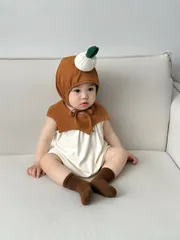 Hàng QC - Áo liền thân bodysuit kèm mũ cute đáng yêu dễ thương củ hành tay cho bé trai bé gái mùa hè