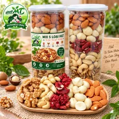 500gram Mix 5 Loại Hạt Nguyên Vị ( Hạnh Nhân, Macca, Điều Sữa, Óc Chó Đỏ và Vàng )