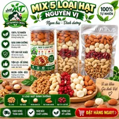 500gram Mix 5 Loại Hạt Nguyên Vị ( Hạnh Nhân, Macca, Điều Sữa, Óc Chó Đỏ và Vàng )