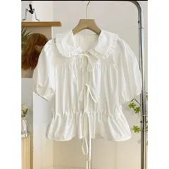 Áo Kiểu Nữ Cổ Sen Bèo Tay Bồng Cột Dây – Phong Cách Hàn Quốc Dễ Thương