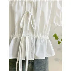 Áo Kiểu Nữ Cổ Sen Bèo Tay Bồng Cột Dây – Phong Cách Hàn Quốc Dễ Thương