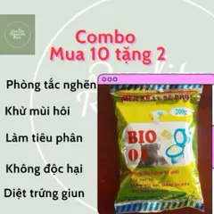 Giá sỉ(Mua 10 tặng 2) Gói men BIO 01 xử lý cặn bã, phòng tắc nghẽn, diệt trứng giun, khử mùi hôi bồn cầu
