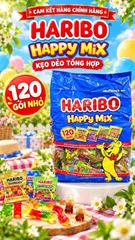 BỊCH LỚN Kẹo dẻo Haribo Goldbears mini gói nhỏ – Bịch 120 gói tiện dùng 1.42 KÝ