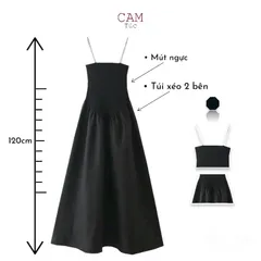 Đầm Maxi Hai Dây Sợi Bún, Đầm Maxi Xoè, Đầm Hai Dây Dài Cho Nữ, Đầm Maxi Đi Biển