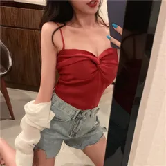 Áo len 2 dây ôm ngực màu đỏ sexy gợi cảm