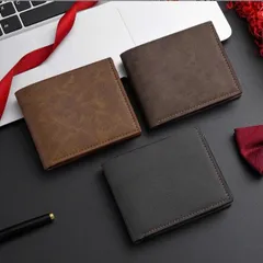 Ví Nam Da Lộn PU Cao Cấp Siêu Mỏng Gọn 9.1x11.5cm - Bifold Wallet Nam Tính Lịch Lãm
