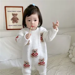 Hàng QC - Bodysuit lông cừu ấm áp dày dặn họa tiết gấu chim cánh cụt cute đáng yêu mùa đông cho bé