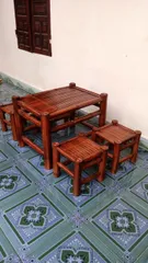 Bàn ghế tre - 1 bàn tùy chọn 4 ghế đôn hoặc 2 ghế đôn - Kích thước cao 50cm X dài 70cm X rộng 50cm - Sẵn 3 màu