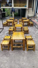 Bàn ghế tre - 1 bàn tùy chọn 4 ghế đôn hoặc 2 ghế đôn - Kích thước cao 50cm X dài 70cm X rộng 50cm - Sẵn 3 màu