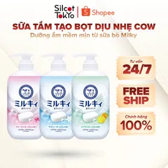 Sữa tắm tạo bọt dịu nhẹ COW dưỡng ẩm mềm mịn từ sữa bò Milky Body Soap Nhật Bản 500ml