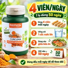 Nat&Form Curcuma Bio 200 Viên – Viên Uống Nghệ Hữu Cơ Pháp, Hỗ Trợ Tiêu Hóa, Sức Khỏe Xương Khớp