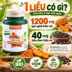Nat&Form Curcuma Bio 200 Viên – Viên Uống Nghệ Hữu Cơ Pháp, Hỗ Trợ Tiêu Hóa, Sức Khỏe Xương Khớp