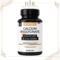 Nat&Form Calcium Bisglycinate 90 Viên Bổ Sung Canxi Hữu Cơ, Vitamin D3 K2 Hỗ Trợ Xương Chắc Khỏe – Pháp