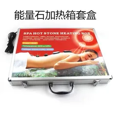 Hộp hấp đá nóng massage cắm điện kèm bộ 16 viên đá nóng massage body, vali hấp đá nóng 873081