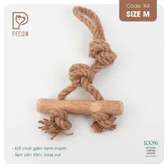 Que từ gỗ cà phê gắn dây kiểu 1 K4 - Size M - Làm sạch răng, giải stress cho boss