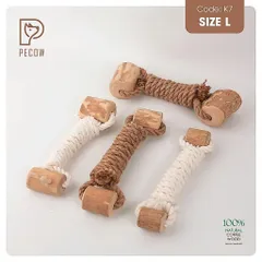 Que 2 khúc từ gỗ cà phê bện dây ở giữa K7 - Size L - Làm sạch răng, giải stress cho boss