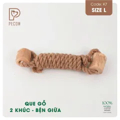 Que 2 khúc từ gỗ cà phê bện dây ở giữa K7 - Size L - Làm sạch răng, giải stress cho boss