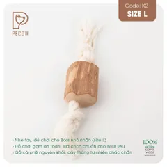 Que từ gỗ cà phê gắn dây 1 cục + nút 2 đầu K2 - Size L