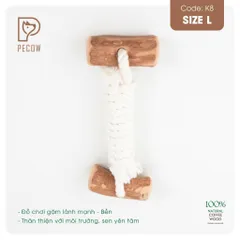 Que 2 khúc từ gỗ cà phê bện dây ở giữa K8 - Size L - Làm sạch răng, giải stress cho boss