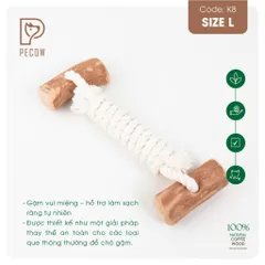 Que 2 khúc từ gỗ cà phê bện dây ở giữa K8 - Size L - Làm sạch răng, giải stress cho boss
