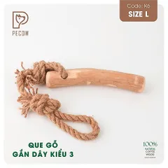 Que từ gỗ cà phê gắn dây kiểu 3 K6 - Size L - Làm sạch răng, giải stress cho boss