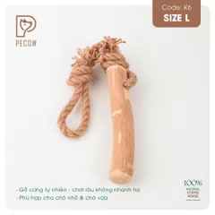 Que từ gỗ cà phê gắn dây kiểu 3 K6 - Size L - Làm sạch răng, giải stress cho boss
