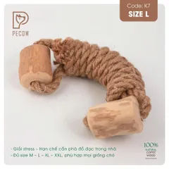 Que 2 khúc từ gỗ cà phê bện dây ở giữa K7 - Size L - Làm sạch răng, giải stress cho boss