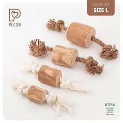 Que từ gỗ cà phê gắn dây 1 cục + nút 2 đầu K2 - Size L