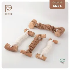 Que 2 khúc từ gỗ cà phê bện dây ở giữa K8 - Size L - Làm sạch răng, giải stress cho boss