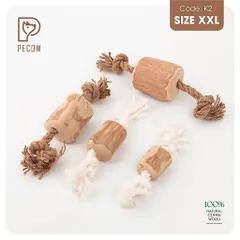 (K2) Que từ gỗ cà phê gắn dây 1 cục + nút 2 đầu - Làm sạch răng, giải stress cho boss