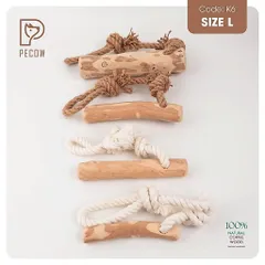 Que từ gỗ cà phê gắn dây kiểu 3 K6 - Size L - Làm sạch răng, giải stress cho boss