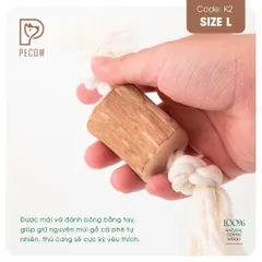 (K2) Que từ gỗ cà phê gắn dây 1 cục + nút 2 đầu - Làm sạch răng, giải stress cho boss