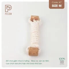 Que 2 khúc từ gỗ cà phê bện dây ở giữa K7 - Size M - Làm sạch răng, giải stress cho boss
