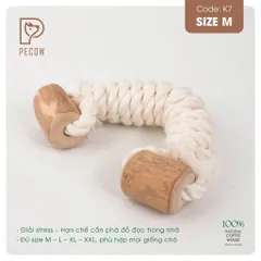 Que 2 khúc từ gỗ cà phê bện dây ở giữa K7 - Size M - Làm sạch răng, giải stress cho boss