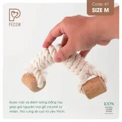 Que 2 khúc từ gỗ cà phê bện dây ở giữa K7 - Size M - Làm sạch răng, giải stress cho boss