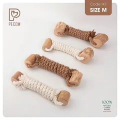 Que 2 khúc từ gỗ cà phê bện dây ở giữa K7 - Size M - Làm sạch răng, giải stress cho boss
