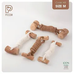 Que 2 khúc từ gỗ cà phê bện dây ở giữa K8 - Size M - Làm sạch răng, giải stress cho boss