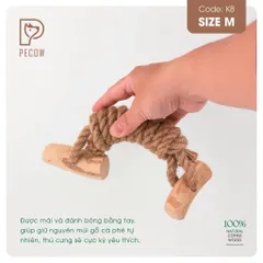 Que 2 khúc từ gỗ cà phê bện dây ở giữa K8 - Size M - Làm sạch răng, giải stress cho boss