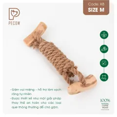 Que 2 khúc từ gỗ cà phê bện dây ở giữa K8 - Size M - Làm sạch răng, giải stress cho boss