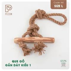 Que từ gỗ cà phê gắn dây kiểu 1 K4 - Size L - Làm sạch răng, giải stress cho boss