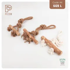 Que từ gỗ cà phê gắn dây kiểu 1 K4 - Size L - Làm sạch răng, giải stress cho boss