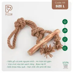Que từ gỗ cà phê gắn dây kiểu 1 K4 - Size L - Làm sạch răng, giải stress cho boss