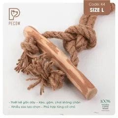 Que từ gỗ cà phê gắn dây kiểu 1 K4 - Size L - Làm sạch răng, giải stress cho boss
