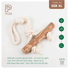 Que từ gỗ cà phê gắn dây kiểu 1 K4 - Size XL - Làm sạch răng, giải stress cho boss