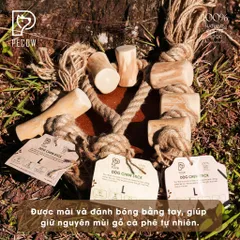 (Size L) Dây thừng thắt nút loại 3 cục từ gỗ cà phê - Giảm mảng bám, sạch răng cho thú cưng