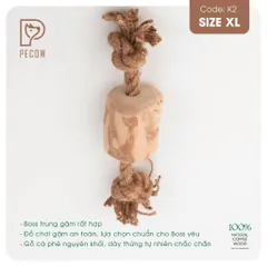Que từ gỗ cà phê gắn dây 1 cục + nút 2 đầu K2 - Size XL