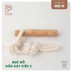 Que từ gỗ cà phê gắn dây kiểu 3 K6 - Size M - Làm sạch răng, giải stress cho boss