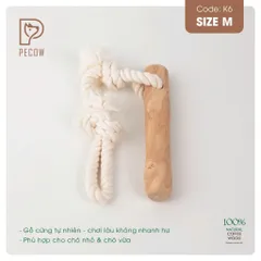 Que từ gỗ cà phê gắn dây kiểu 3 K6 - Size M - Làm sạch răng, giải stress cho boss