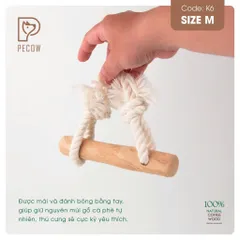 Que từ gỗ cà phê gắn dây kiểu 3 K6 - Size M - Làm sạch răng, giải stress cho boss